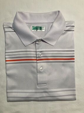 Ben Hogan White Polo with Orange & Gray Stripe Accents (Item No. C13)